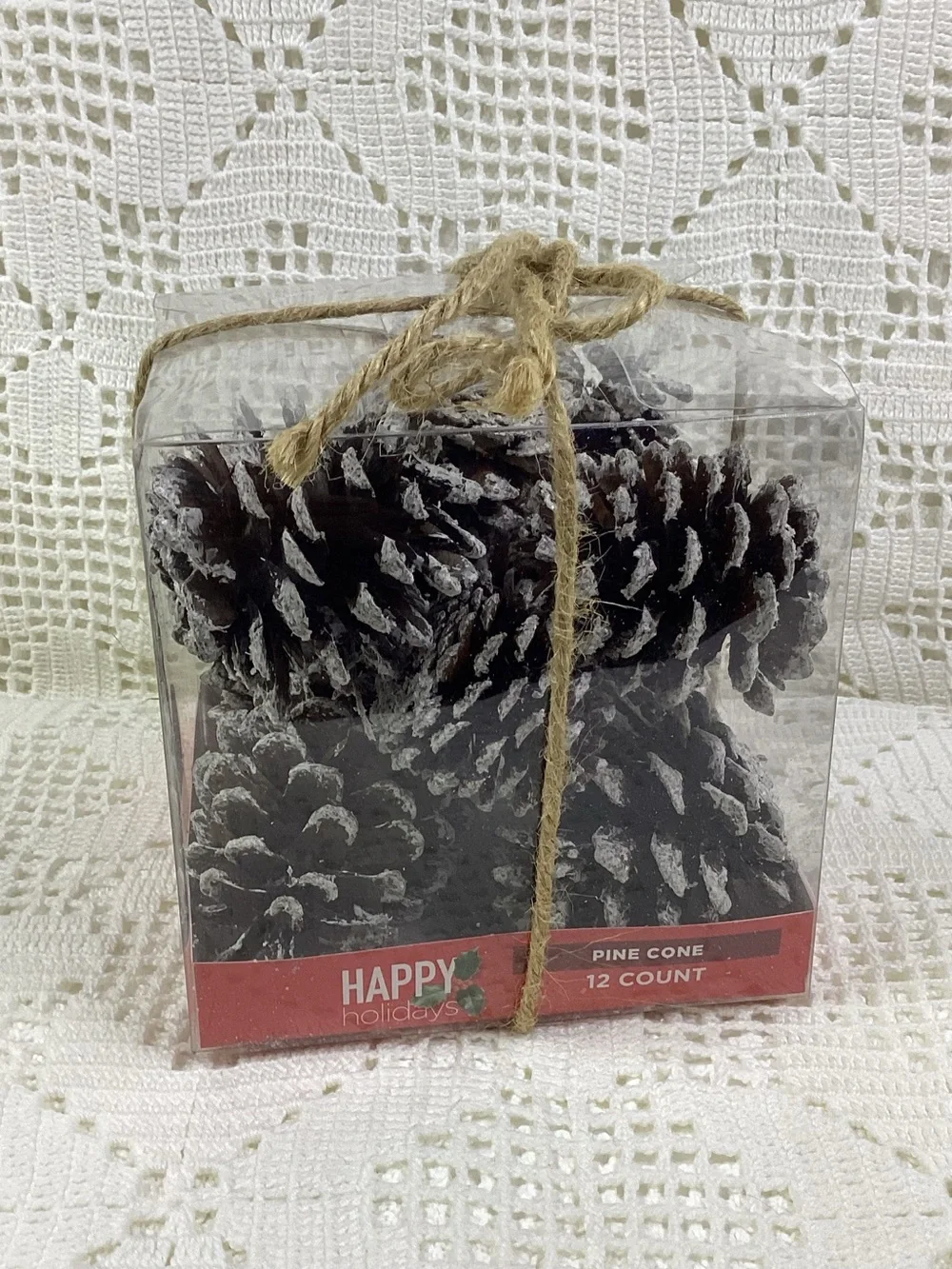 Pine Cones - White-Tipped Natural Holiday Decor (12 Count)